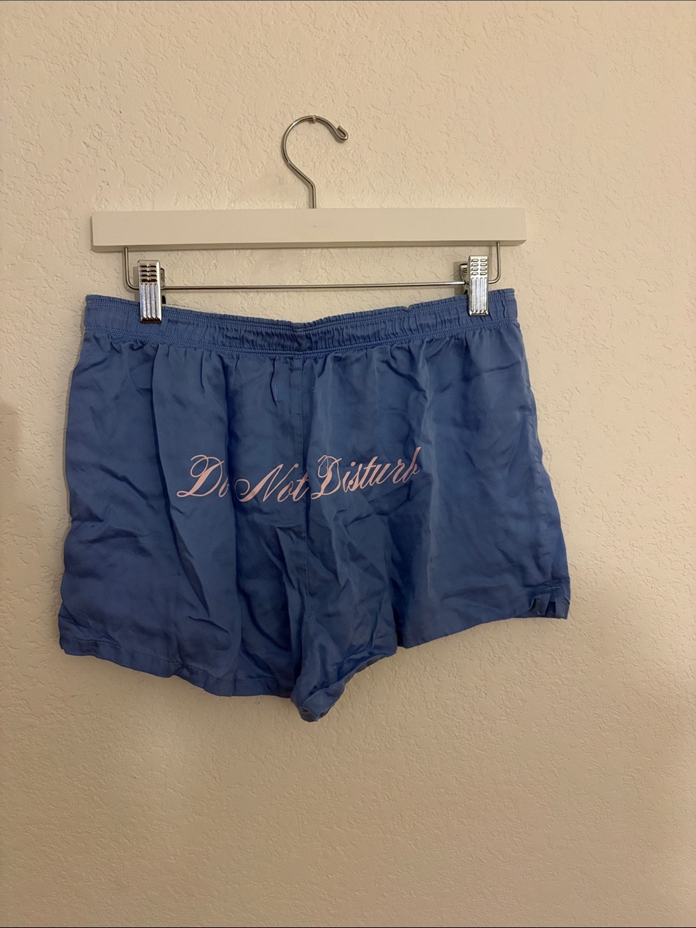 Victoria's Secret Blue Satin 'Do Not Disturb' Sleep Shorts